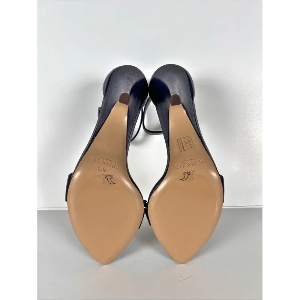 Alexandre Birman Clarita Frenchie Leather Sandal Heel in Twilight Blue Size 39.5